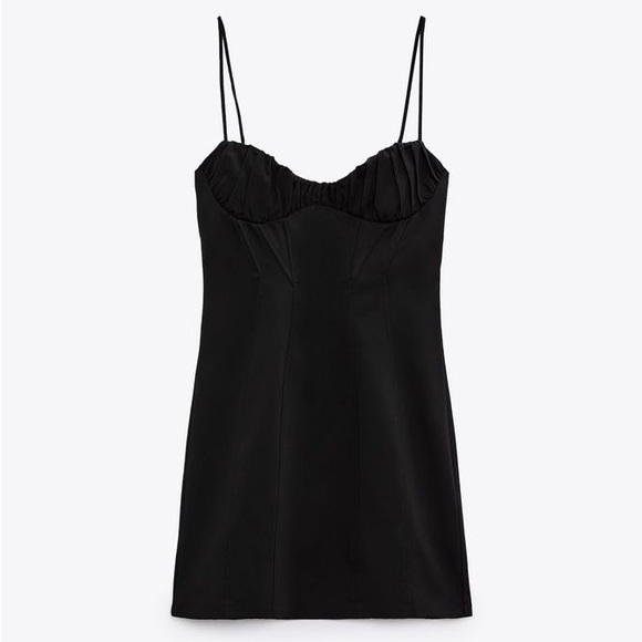 Zara nwt drapped boycon mini party coctail little black dress - Picture 3 of 5